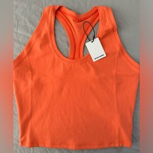 BETTER BODIES CORE CROP T-BACK CORAL ORANGE SIZE LARGE